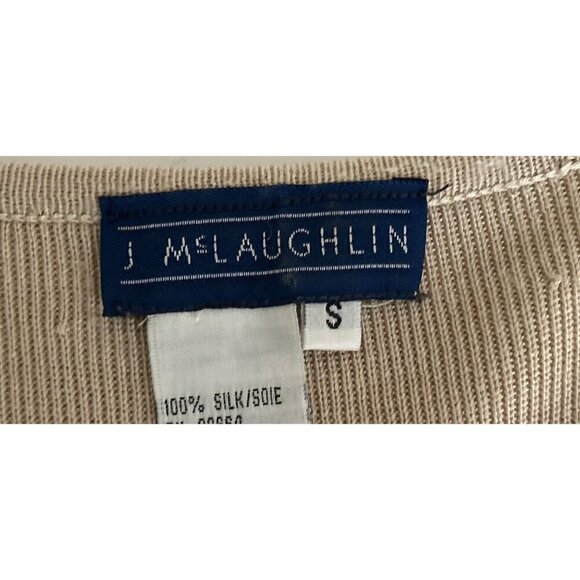 J McLaughlin 100% Silk Beige Twinset With Floral Embroidery & Keyhole Detail - Picture 5 of 13